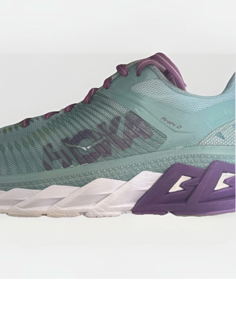 Hoka One One Womens Sz 9.5 Aqua Blue Purple Running Shoes Mesh Athletic Sneakers - Picture 13 of 16